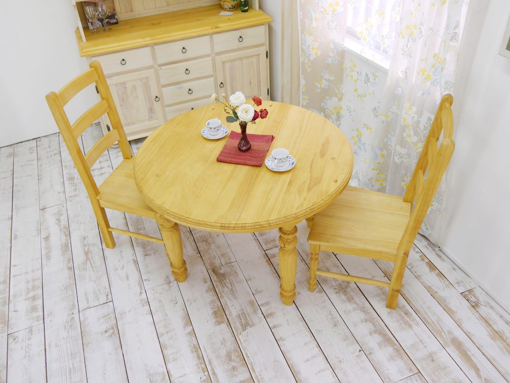 カントリー家具 丸テーブル 木製 カフェテーブルセット