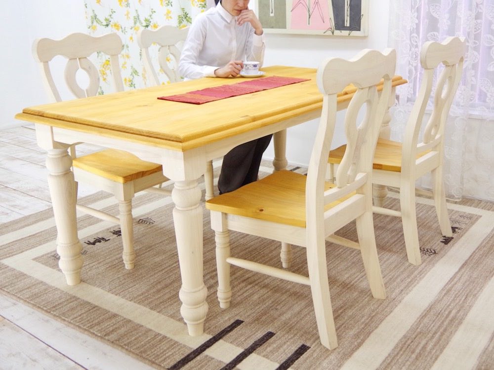 幅160cmフレンチダイニングテーブル｜白いカントリー食卓