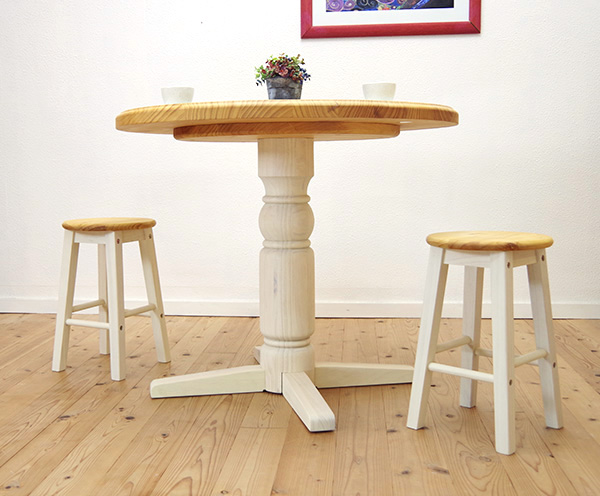 丸型テーブル90cm+スツール2脚セット(ミルキーホワイト色)