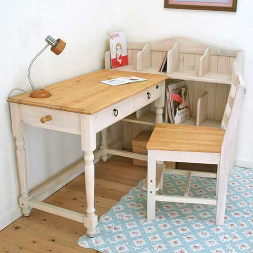 フレンチカントリー本棚付きデスク
